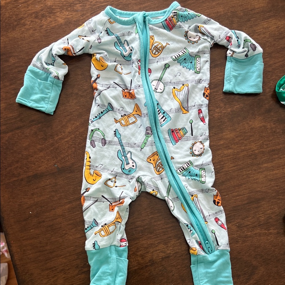Little Sleepies Musical Instrument Print Pajamas - Teal and Orange
